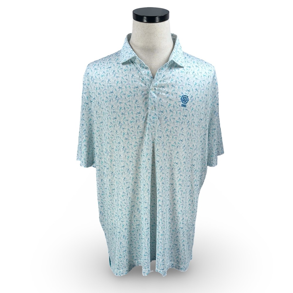 Johnnie-O Sandbagger Golf Polo Shirt Mens XXL White Blue Old York Road CC UPF 50